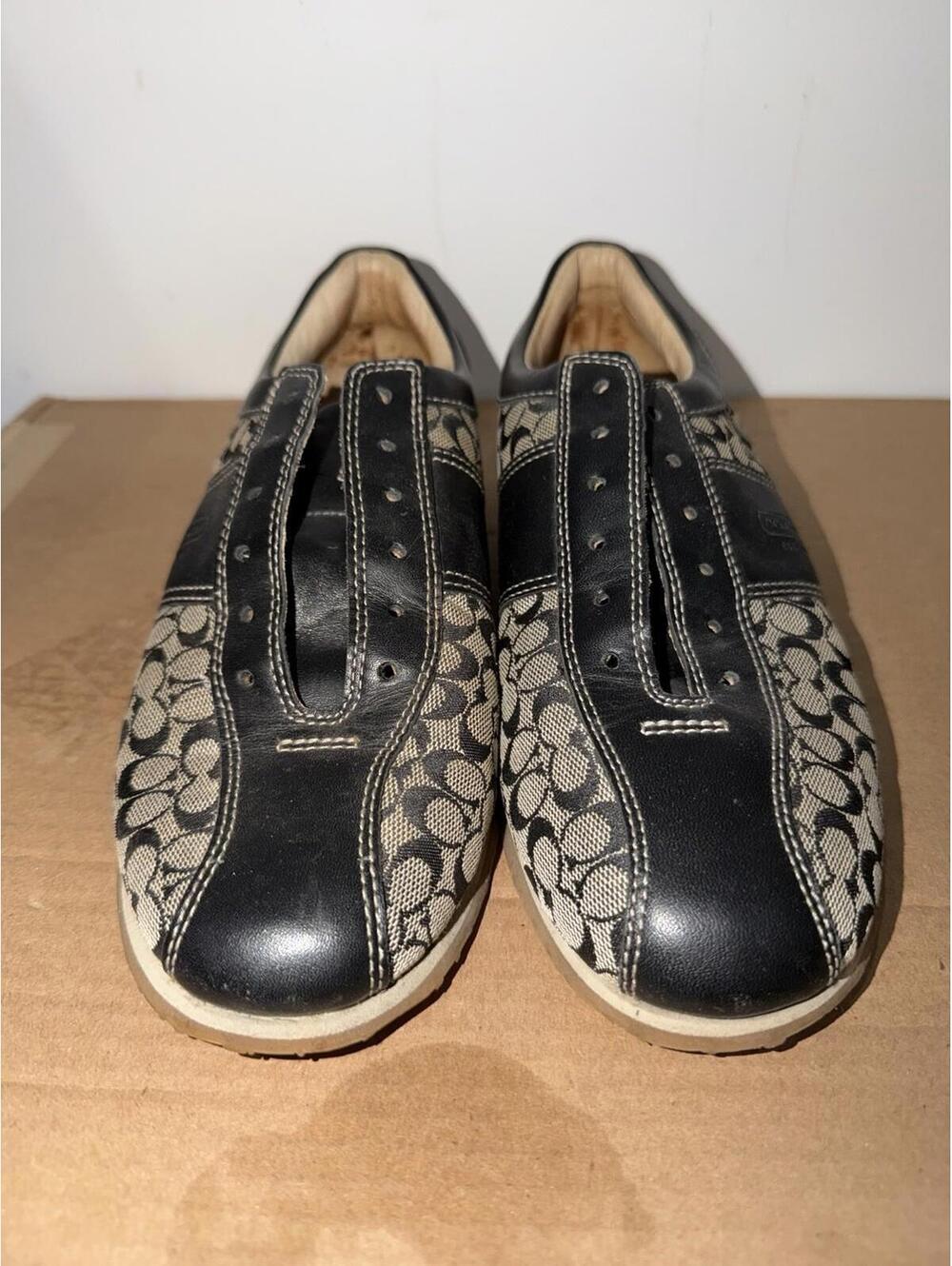 Coach P184 Noella Sneakers Monogram Black Fabric Leather - Picture 3 of 9